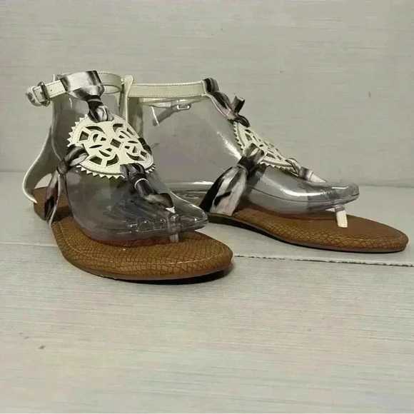 Circus Sam Edelman Women Becca White Beige Gladiator Zip-Up Back Sandals Sz9 - Picture 5 of 10
